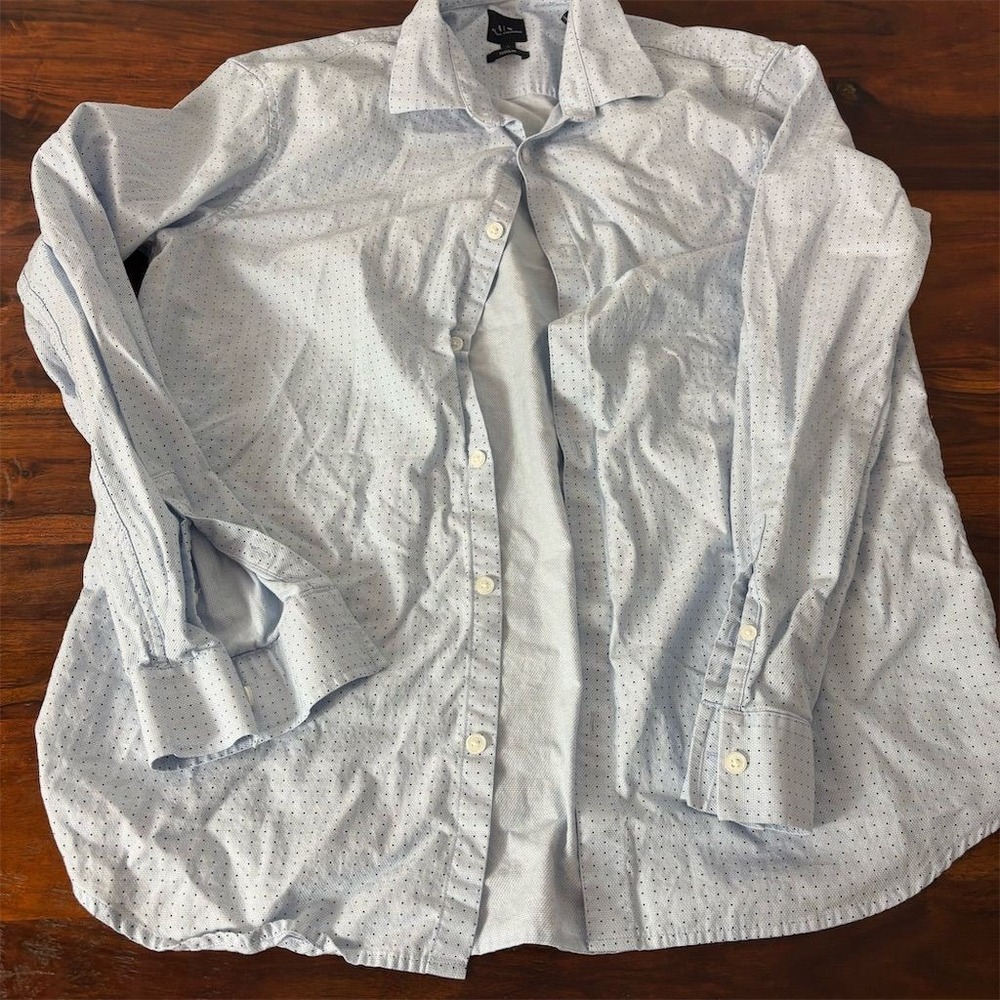 Armani Exchange Men's Blue Button-Up Shirt Size L Long Sleeve Casual‎